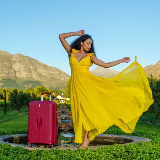 Celini Xpedition Trunk Spinner Lifestyle Red 1