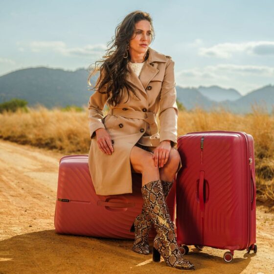 Celini Xpedition Trunk Spinner Lifestyle Red 5