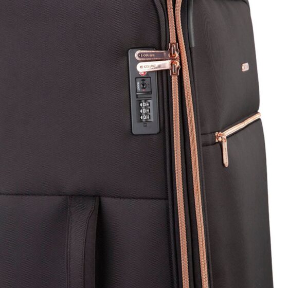Cellini Allure Spinner Luggage Black 465 Zippers