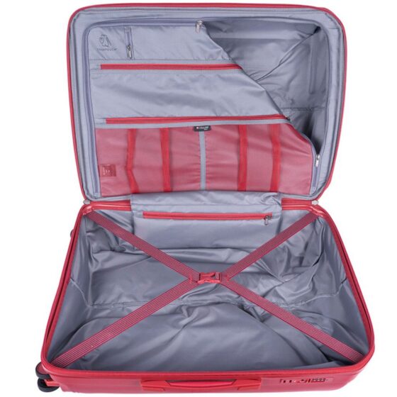 Cellini Qwest Spinner Luggage Expander 869 German Red Check In Interior