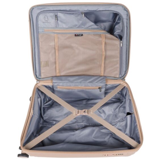 Cellini Qwest Spinner Luggage expander 869 Rock Brown Carry on interior jpg