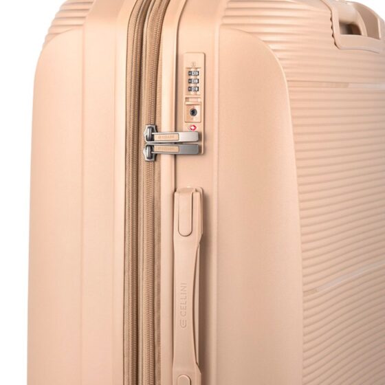Cellini Qwest Spinner Luggage expander 869 Rock Brown TSA lock jpg