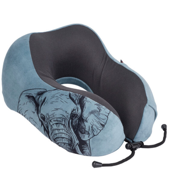 Cellini Safari Elephant IB33074 Neck Pillow with pouch navy front3qrtr jpg