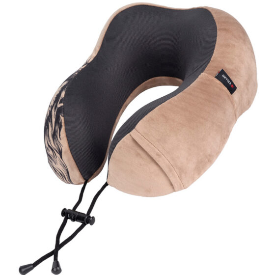 Cellini Safari Lion IB33074 Neck Pillow with pouch brown side pouch jpg