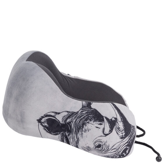 Cellini Safari Rhino IB33074 Neck Pillow with pouch grey side jpg
