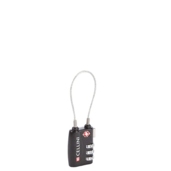Cellini Travel Essentials Tsa Cable Lock 33101 Black Front3qrtr