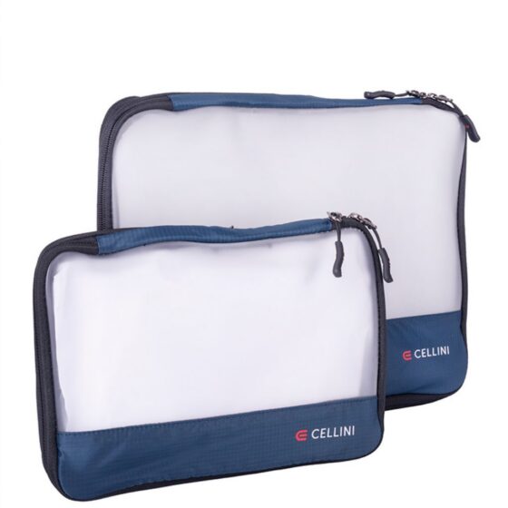 Cellini Travel Essentials Pack Cubes Twin Med Large 33080 Navy Front