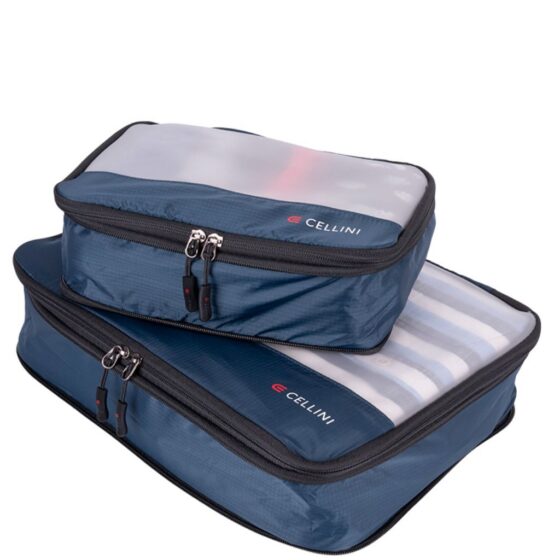Cellini Travel Essentials Pack Cubes Twin Med Large 33080 Navy Front3qrtr