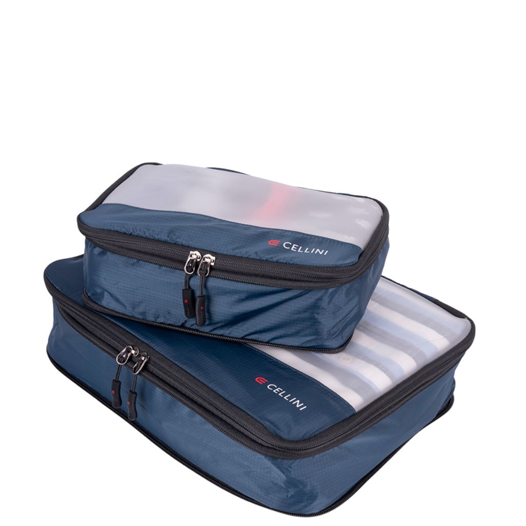 Cellini Travel Essentials Pack Cubes Twin Med Large 33080 Navy Front3qrtr Primary