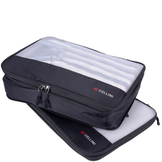 Cellini Travel Essentials Twin Pack Large Packing Cubes 33079 Black Front3qrtr