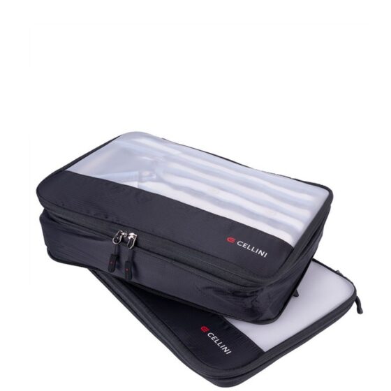 Cellini Travel Essentials Twin Pack Large Packing Cubes 33079 Black Front3qrtr Primary