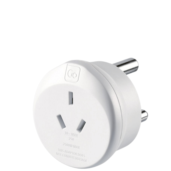 DEsign Go Travel Adaptor AUS CHINA SA 563 white front3qrtr transp