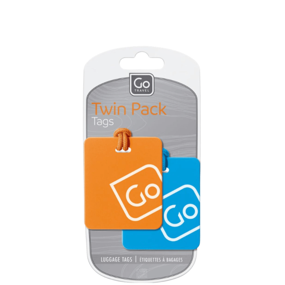 DEsign Go Twin Pack luggage Tags Orange Blue ST152 101 package primary transparent