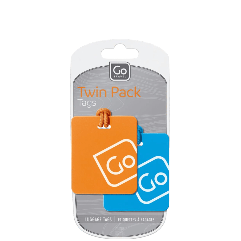 DEsign Go Twin Pack luggage Tags Orange Blue ST152 101 package primary transparent