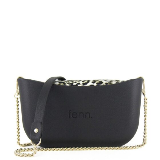 Fenn Collection Classic 261 Black Gold Chain Black Handle Leopard Print Front