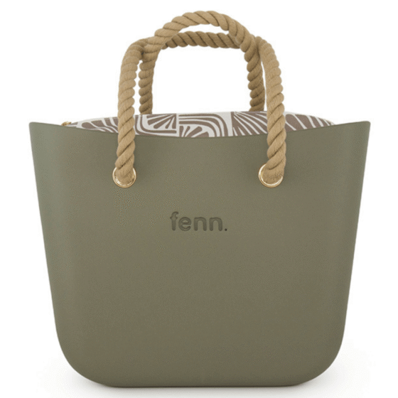 Fenn Original 1458 Watercress Beige rope handles printed inner front png