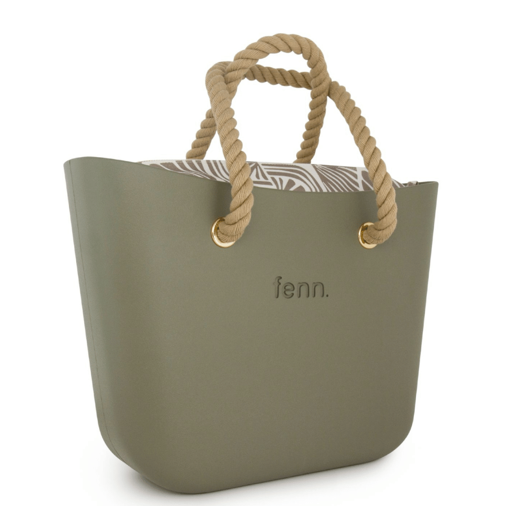 Fenn Original 1458 Watercress Beige rope handles printed inner front3qrtr png