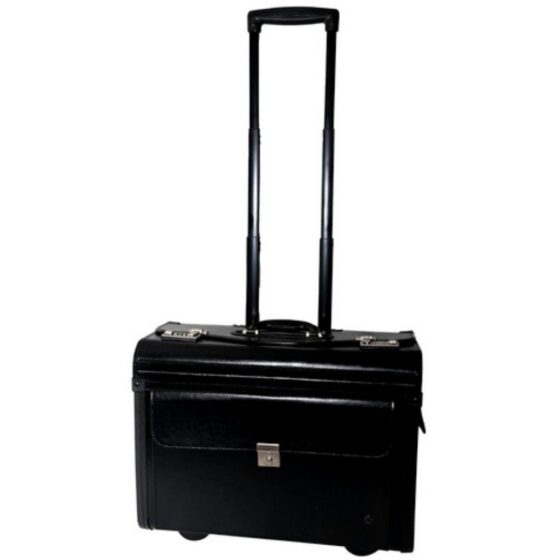 Gino de Vinci LM2179 Leather Pilot Case Black front handle up jpg