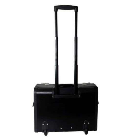 Gino de Vinci LM2179 Leather Pilot Case Black rear handle up jpg