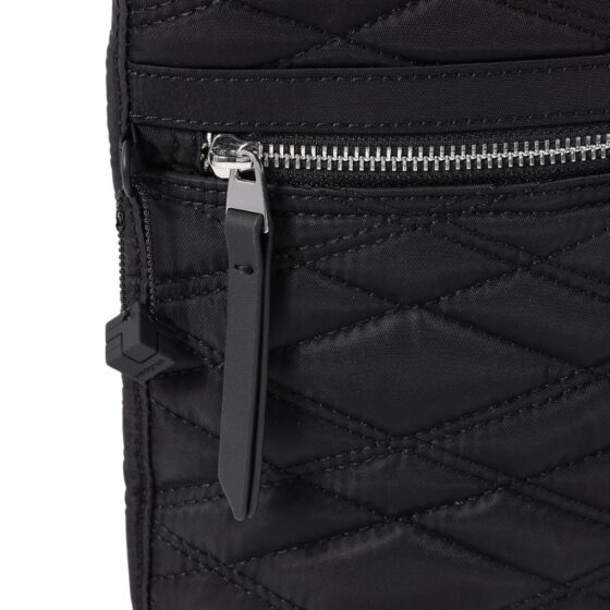 Hedgren Inner City Leonce Quilted crossbody 112Q black zip detail jpg
