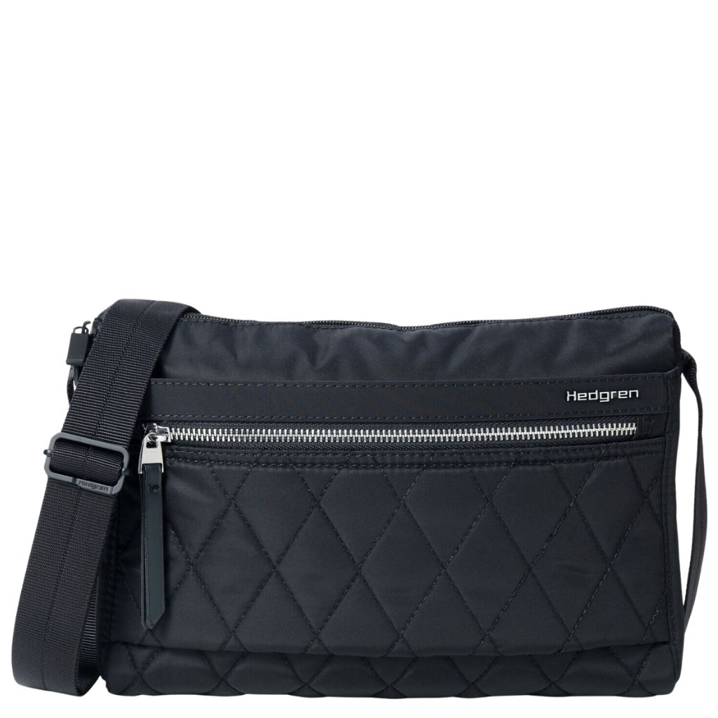 Hedgren Inner City Medium Eye Quilted Black Shoulder Bag Hic176m Front