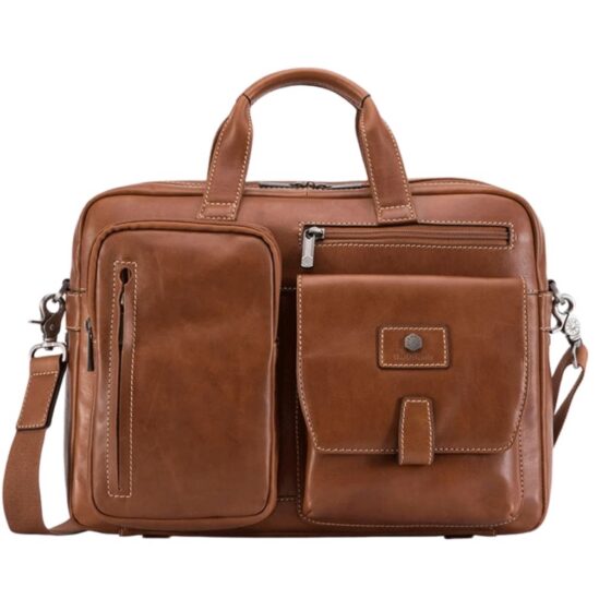 Jekyll Hide 3661 Montana Colt Clay Tan Leather Laptop Business briefcase front jpg