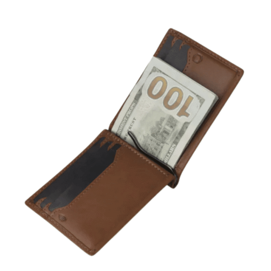 Jekyll and Hide 2792 Leather Money Clip Norwegian tan lifestyle2 png