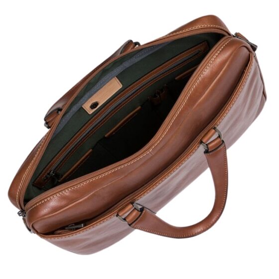 Jekyll and Hide 3664 montana Colt Clay tan Slimline Leather business briefcase open jpg