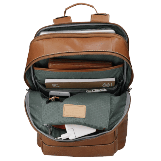Jekyll and Hide 3669 Montanna leather 15 inch backpack tan interior2 png