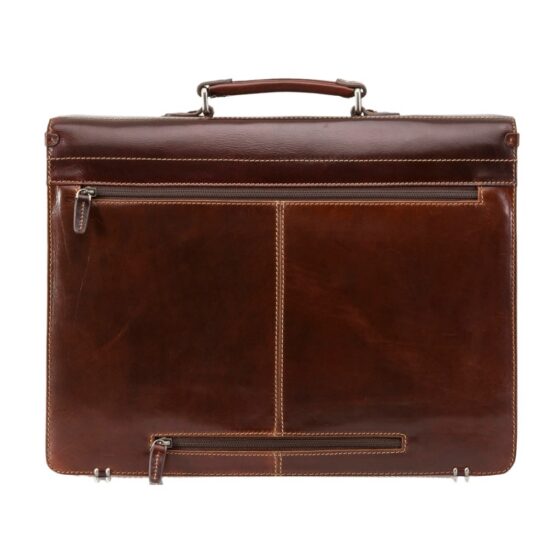 Jekyll and Hide 3809 Oxford leather large laptop business bag brown back jpg