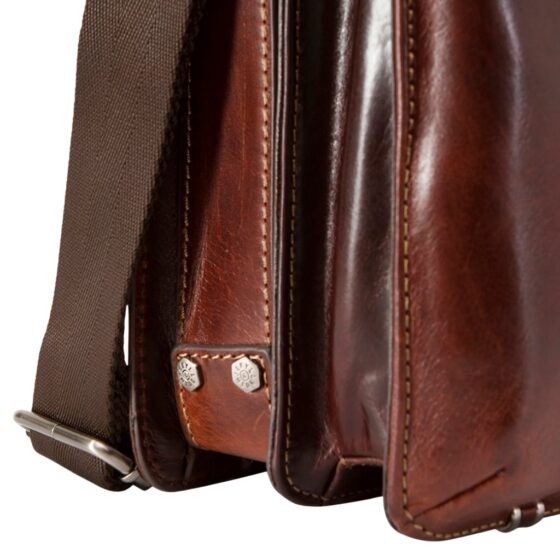 Jekyll and Hide 3809 Oxford leather large laptop business bag brown edging detail jpg