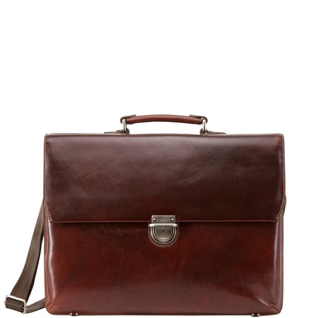 Jekyll and Hide 3809 Oxford leather large laptop business bag brown front primary jpg