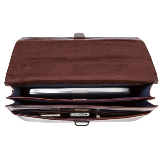 Jekyll and Hide 3809 Oxford leather large laptop business bag brown interior jpg