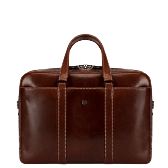 Jekyll and Hide Moccha 17 Laptop Briefcase 3675 brown front png