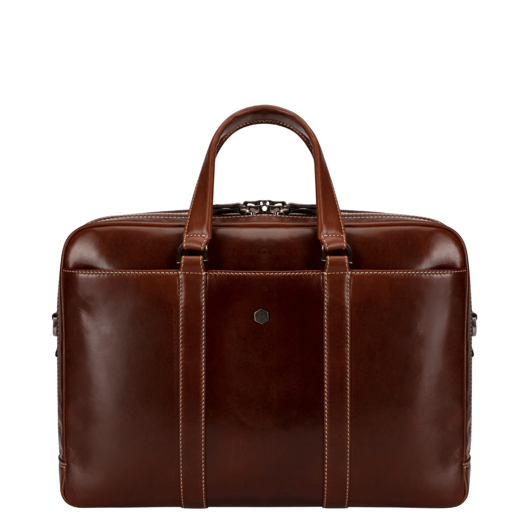 Jekyll and Hide Moccha 17 Laptop Briefcase 3675 brown front png