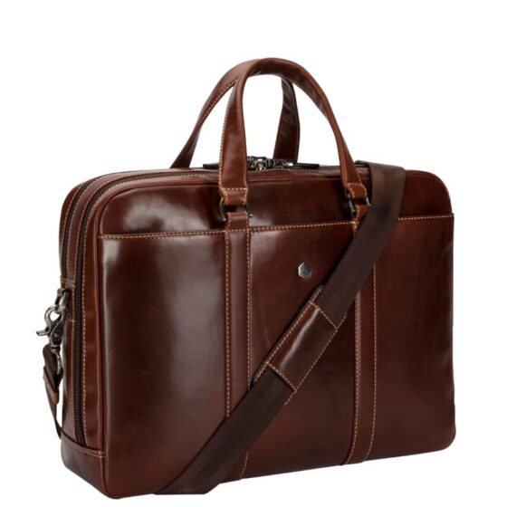 Jekyll and Hide Moccha 17 Laptop Briefcase 3675 brown front3qrtr jpg