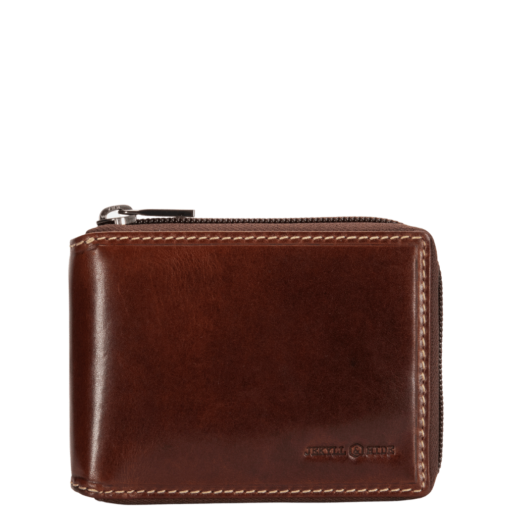Jekyll and Hide Moccha Zip around wallet 4295 leather brown front primary png