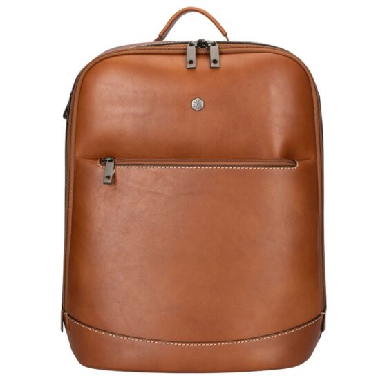 Jekyll And Hide Montana 7005 Leather Single Zip Backpack Clay Tan Front