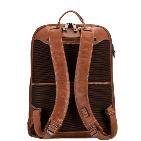 Jekyll and Hide Montana Leather dbl compartment backpack colt brown rear png