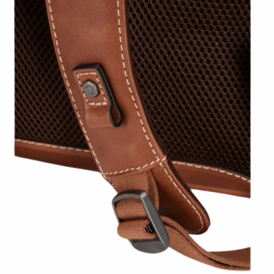 Jekyll and Hide Montana Leather dbl compartment backpack colt brown strap png