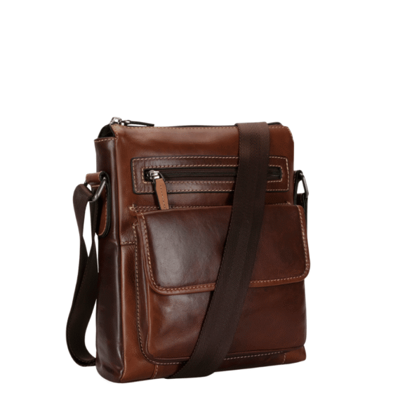 Jekyll and Hide Oxford 3682OX Tobacco Crossbody leather slingbag front3qrtr png