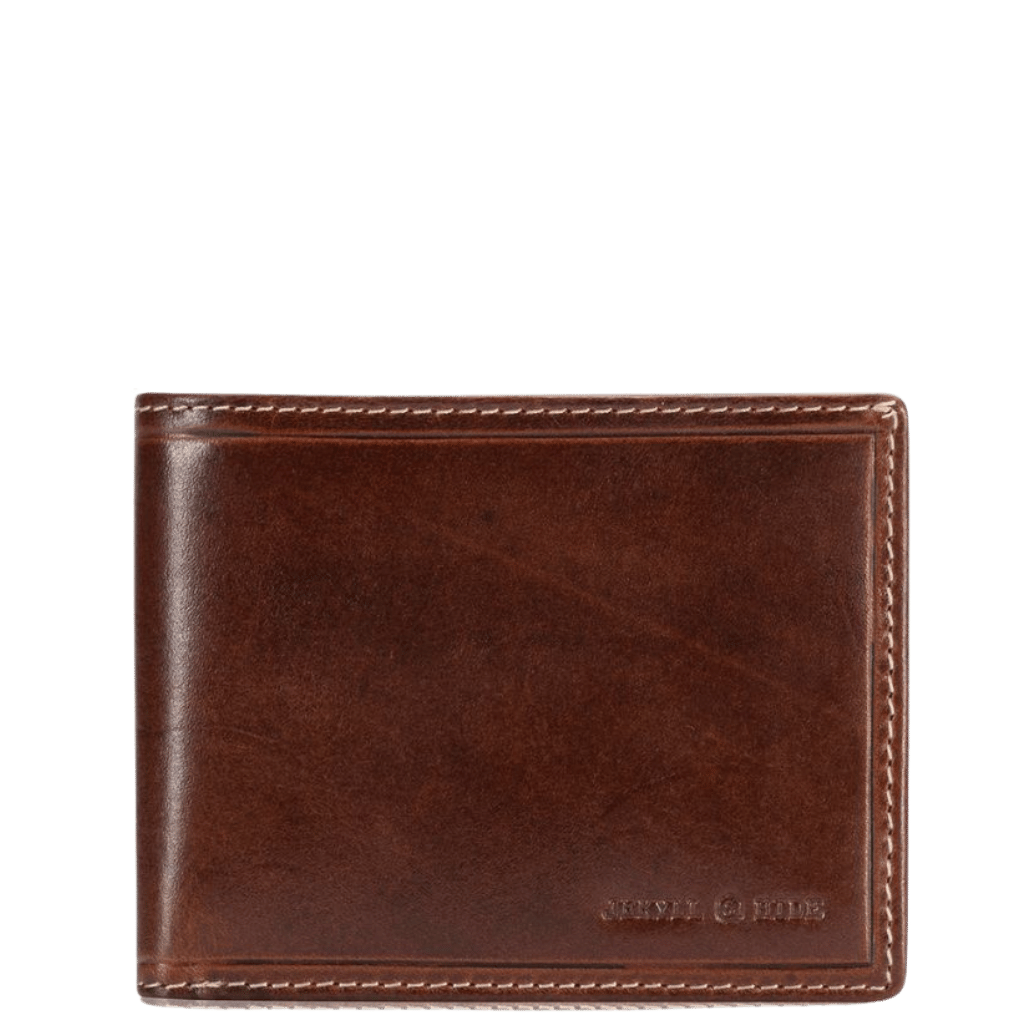 Jekyll and Hide Oxford Leather Card Wallet 2793 coffee brown front transparent