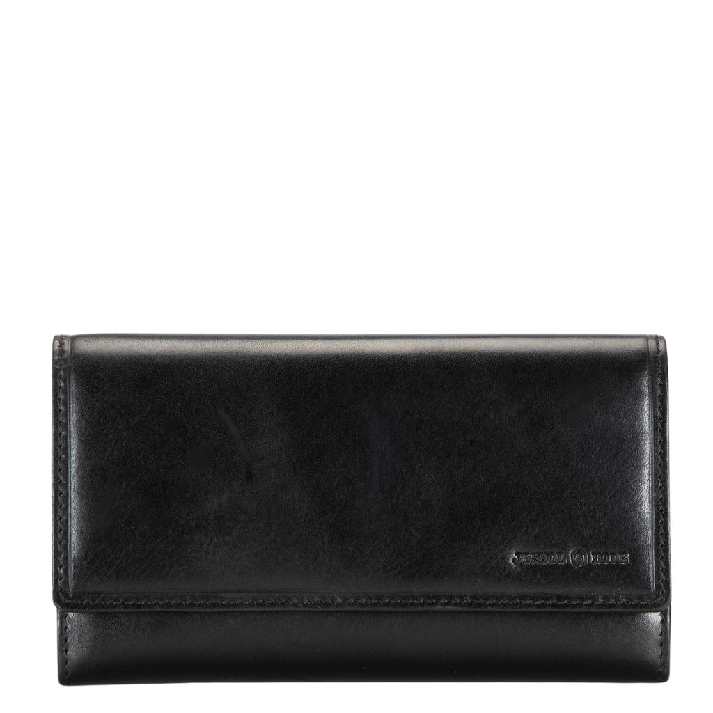 Jekyll and Hide Oxford Leather Large Purse 6115 black front jpg
