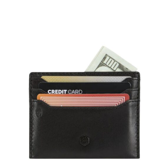 Jekyll and Hide Oxford leather 3628 Slim credit card wallet black front jpg