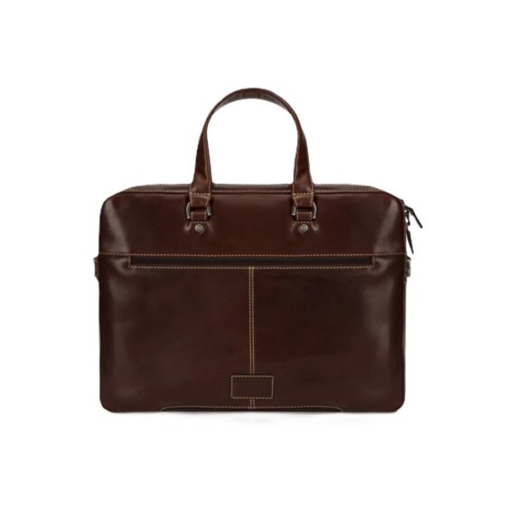 Jekyll and Hide Oxford leather Brown slimline laptop briefcase rear jpg
