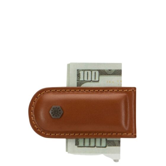 Jekyll and Hide Roma Leather cash money clip 3222 tan with bills jpg