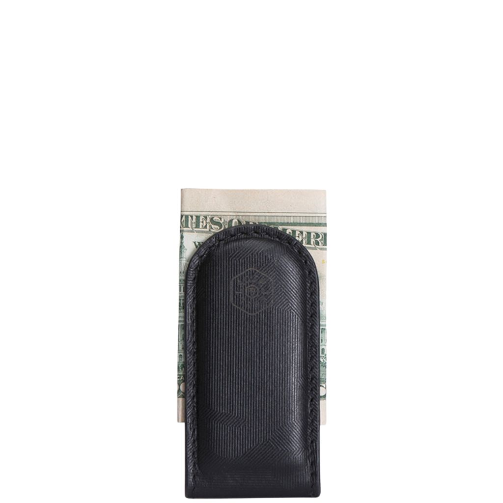 Jekyll And Hide Havana Leather Money Clip 3222 Black Front With Bill Primary