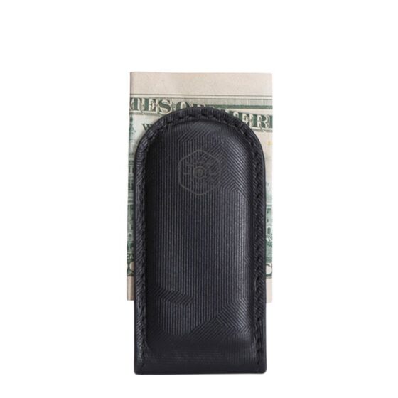 Jekyll And Hide Havana Leather Money Clip 3222 Black Inverted With Bill
