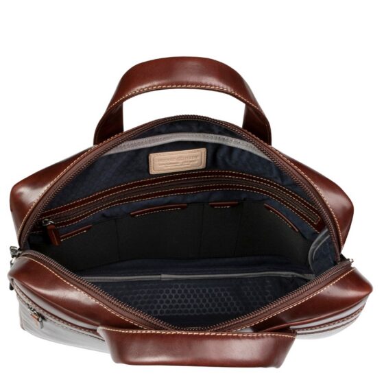 Jekyll and hide Oxford Leather laptop bag moccha brown interior1 jpg