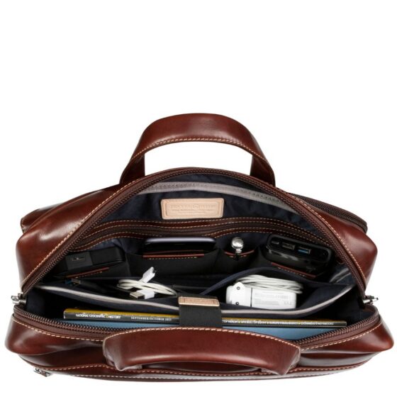 Jekyll and hide Oxford Leather laptop bag moccha brown interior2 jpg
